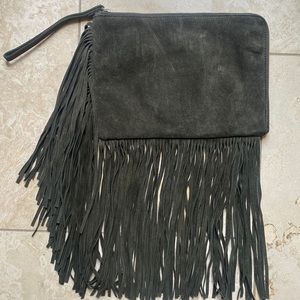Zara suede fringe clutch